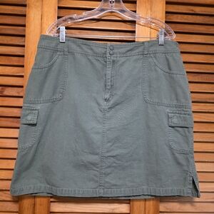 Eddie Bauer 100% Cotton Cargo Skirt Army Green/Olive Green Size 18R Women's